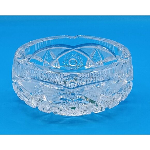 Heavy American Brilliant ABP  Hollywood Regency 6 X 6 Cut Lead Crystal Ashtray - Picture 13 of 16
